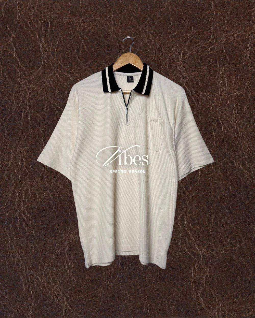 Oversized Cream Zip Polo
