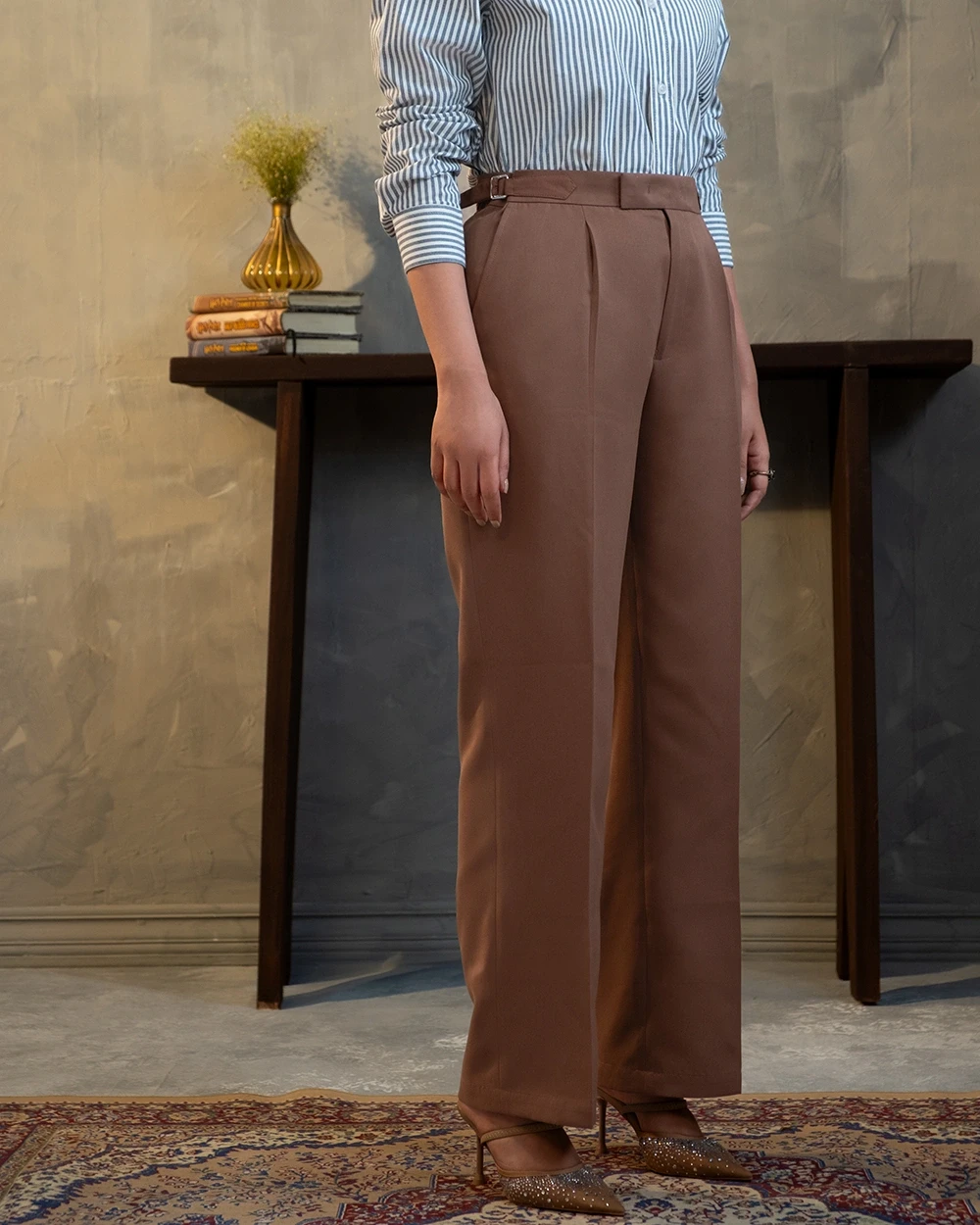 Brown Formal Wide Leg Pant