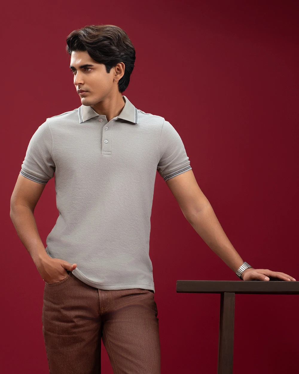 Cement Grey Mercerized Cotton Polo