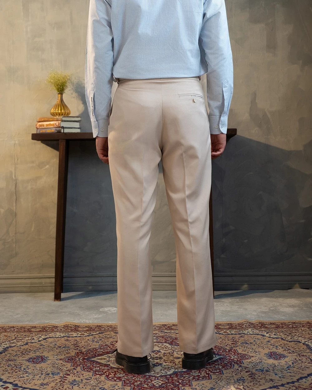 Cream Formal Wide Leg Pant