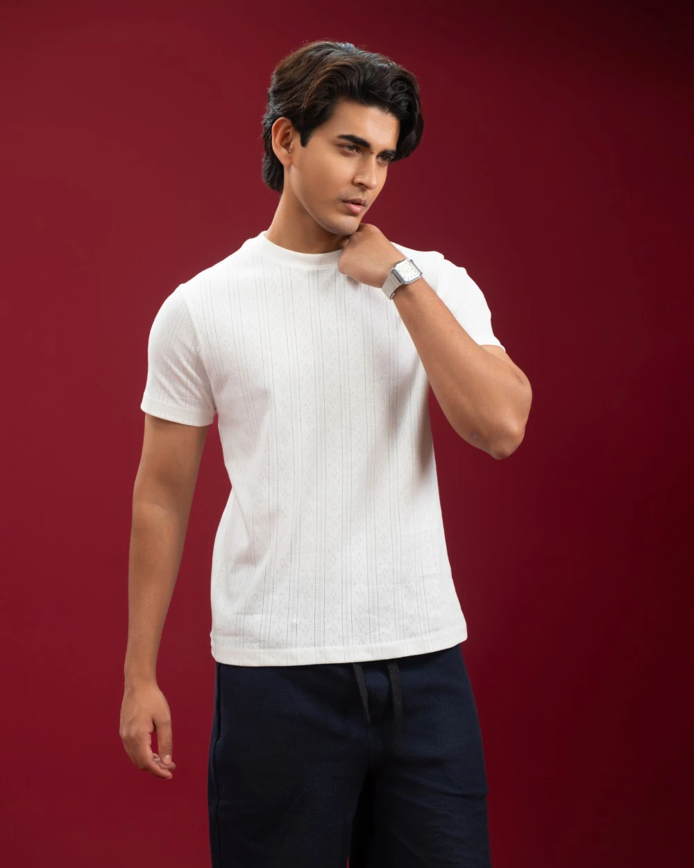 Pointelle Ribbed T-shirt