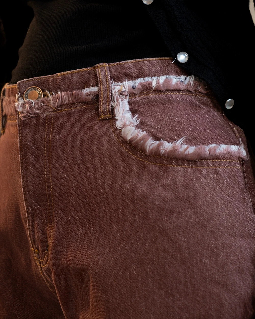 Chocolate Frayed Flared Ombre Jeans