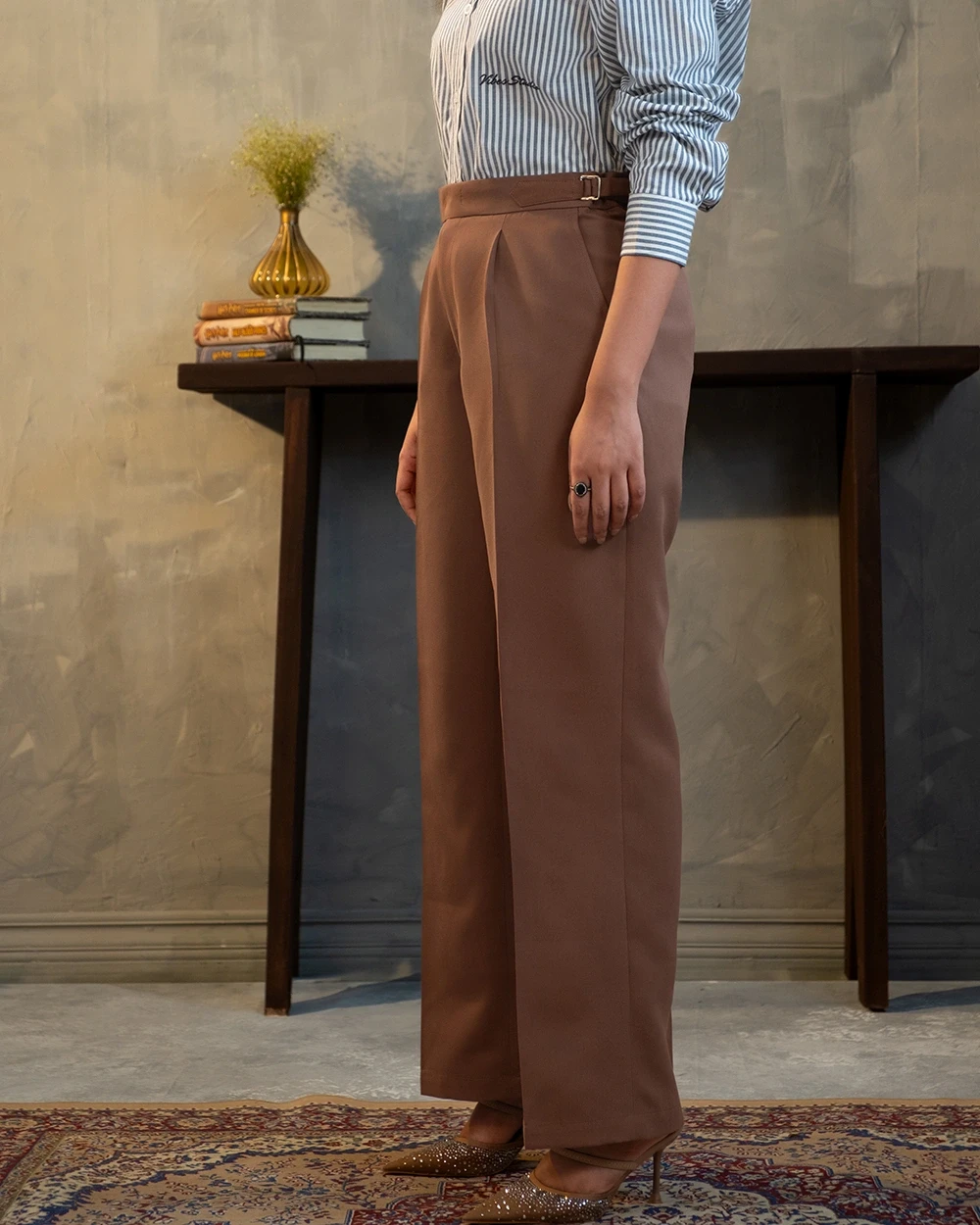 Brown Formal Wide Leg Pant