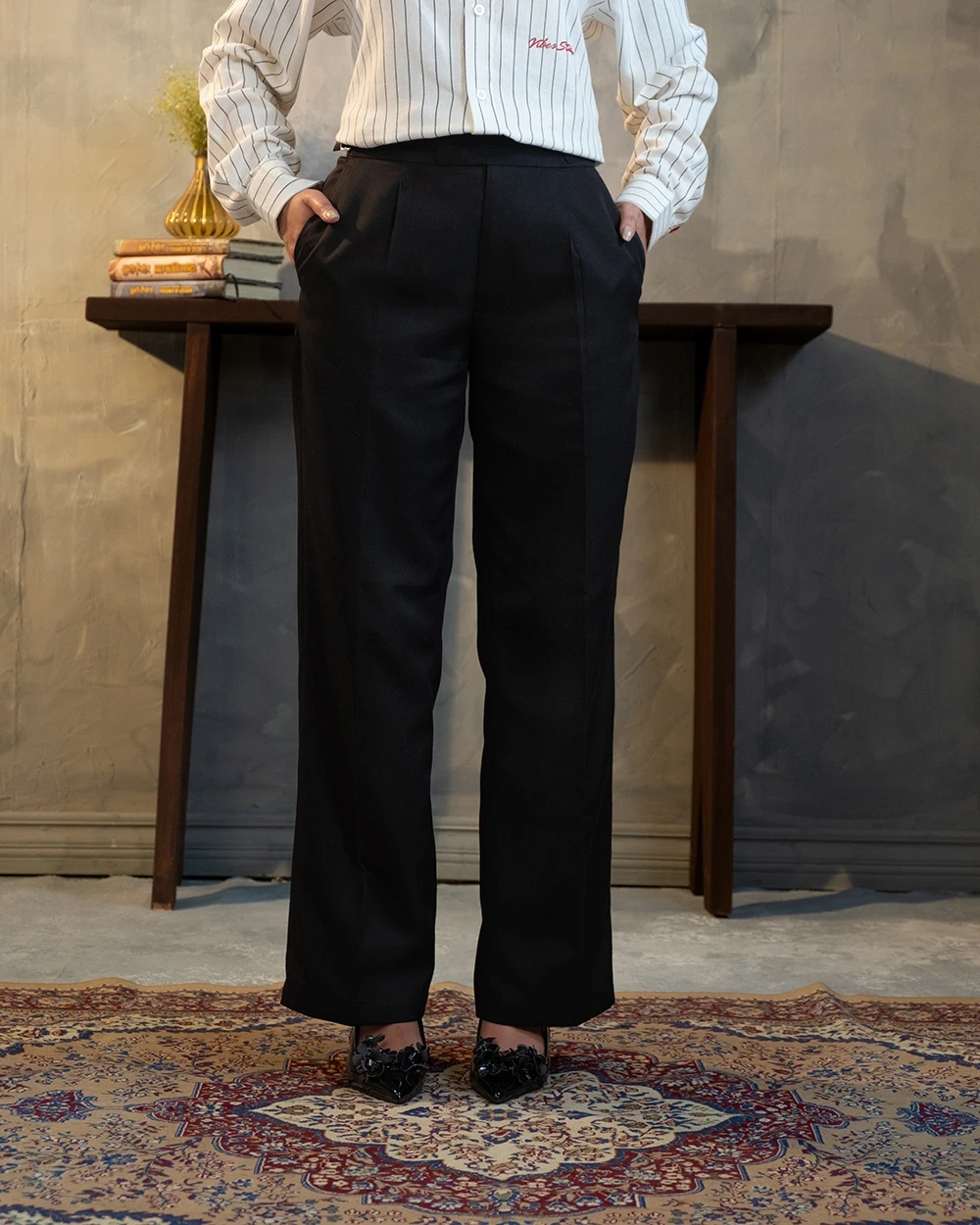 Black Formal Wide Leg Pant