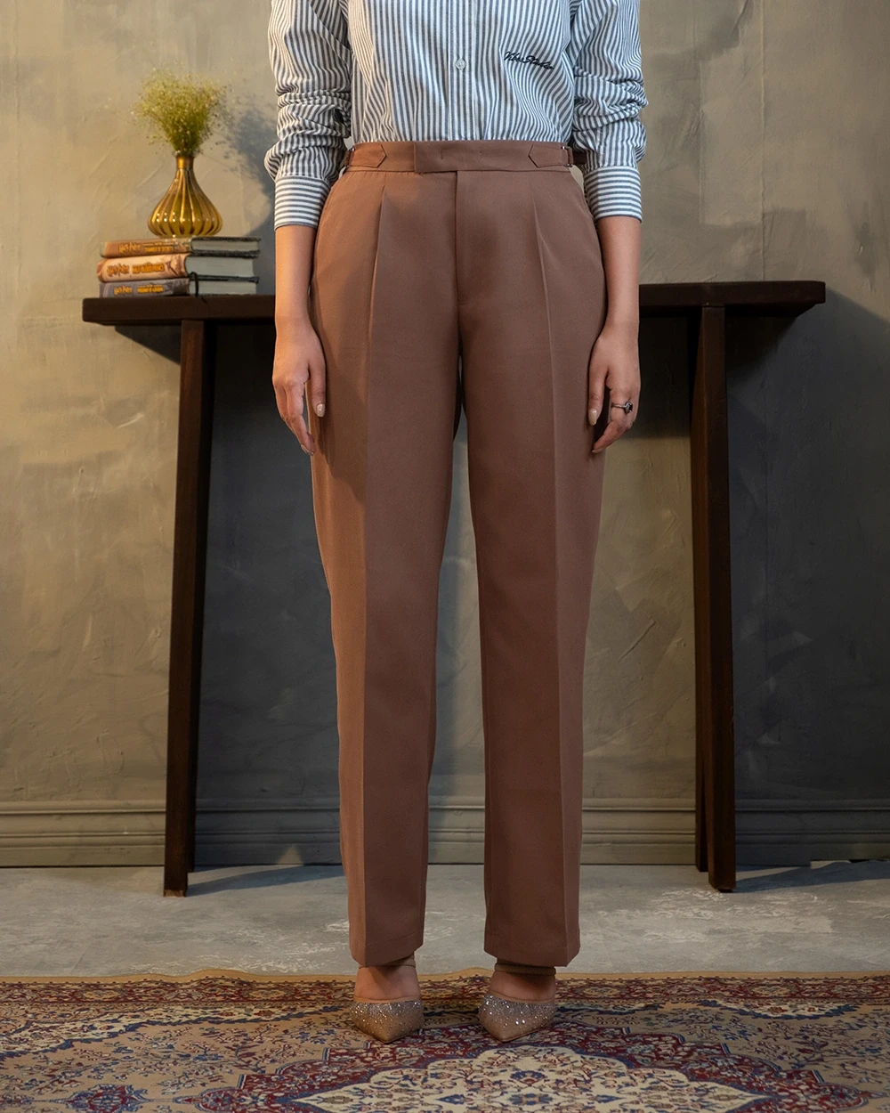 Brown Formal Wide Leg Pant
