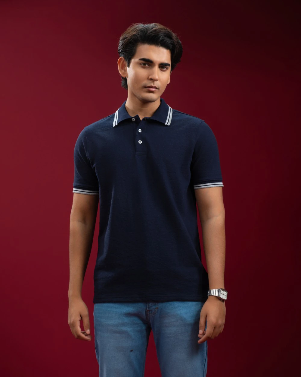 Midnight Navy Mercerized Cotton Polo