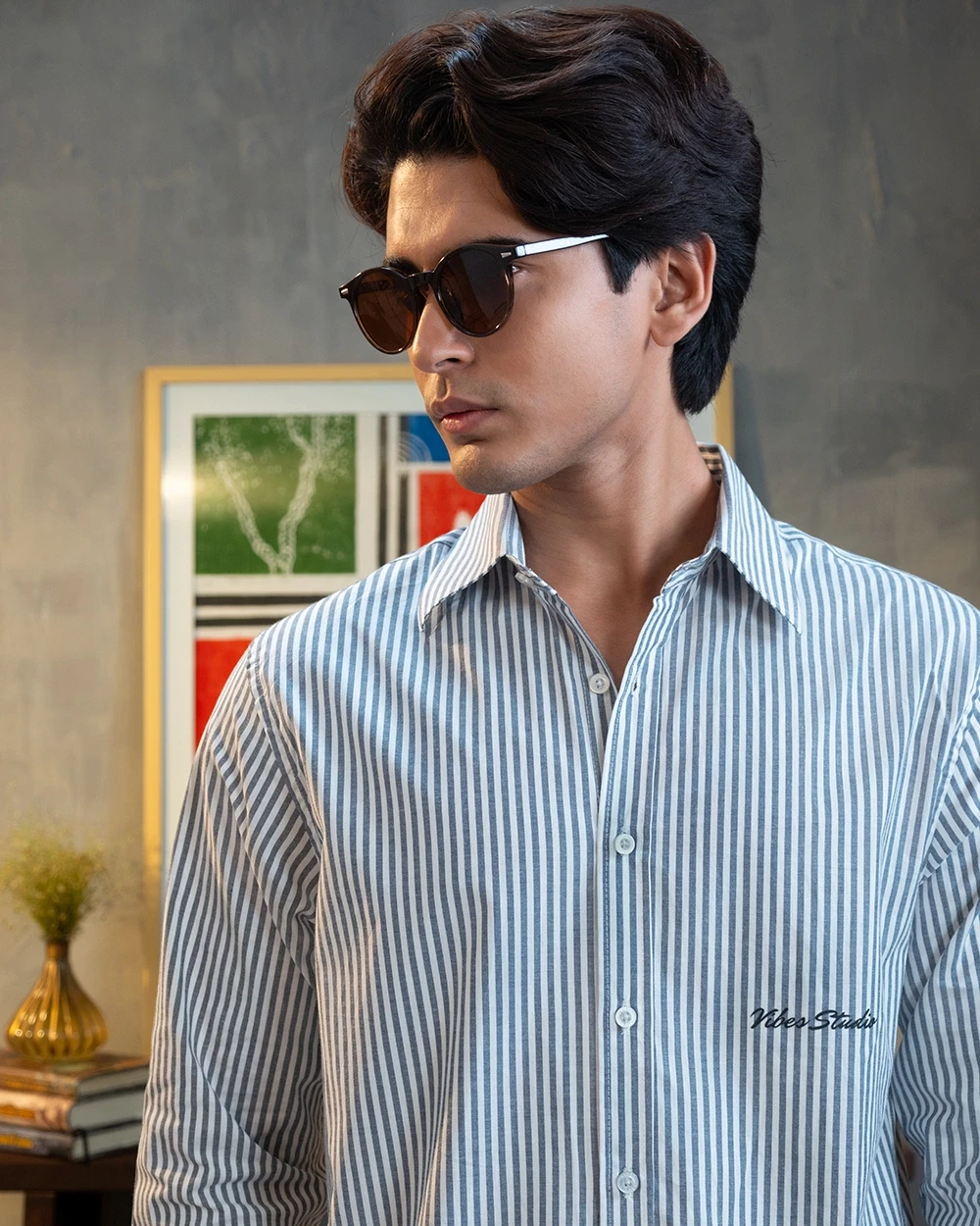 White & Grey Stripe Shirt