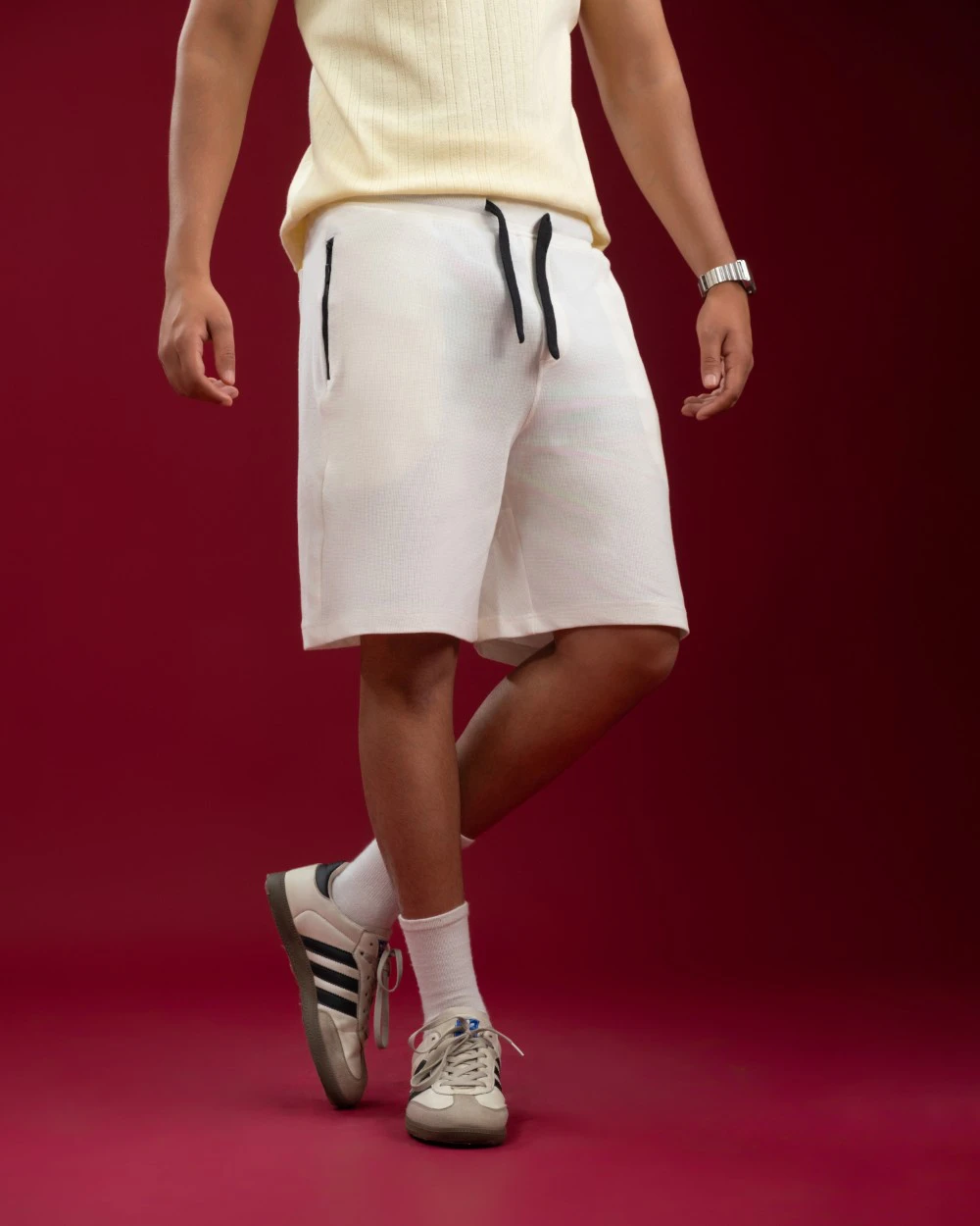 White Casual Short Pant