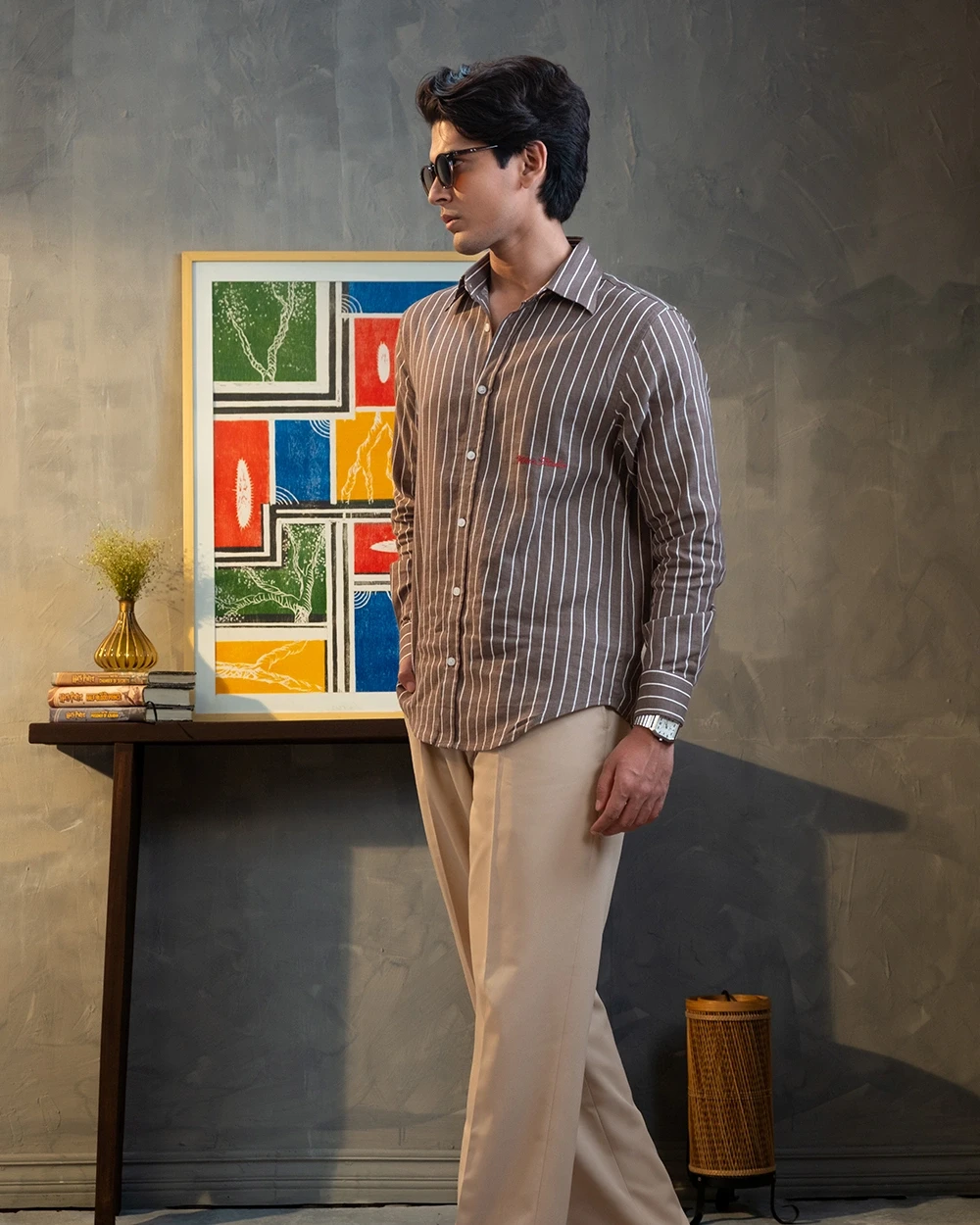 Olive & White Stripe Shirt