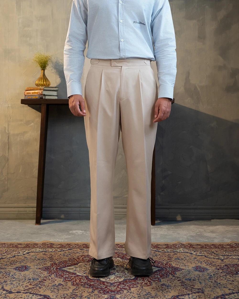 Cream Formal Wide Leg Pant