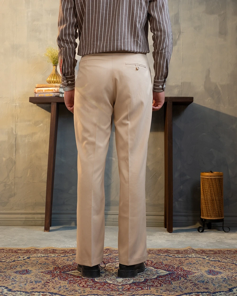 Beige Formal Wide Leg Pant