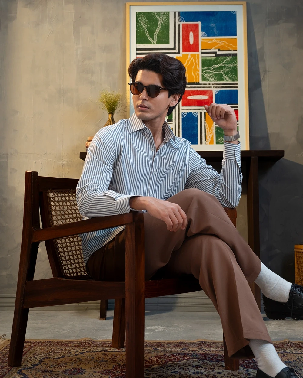 White & Grey Stripe Shirt