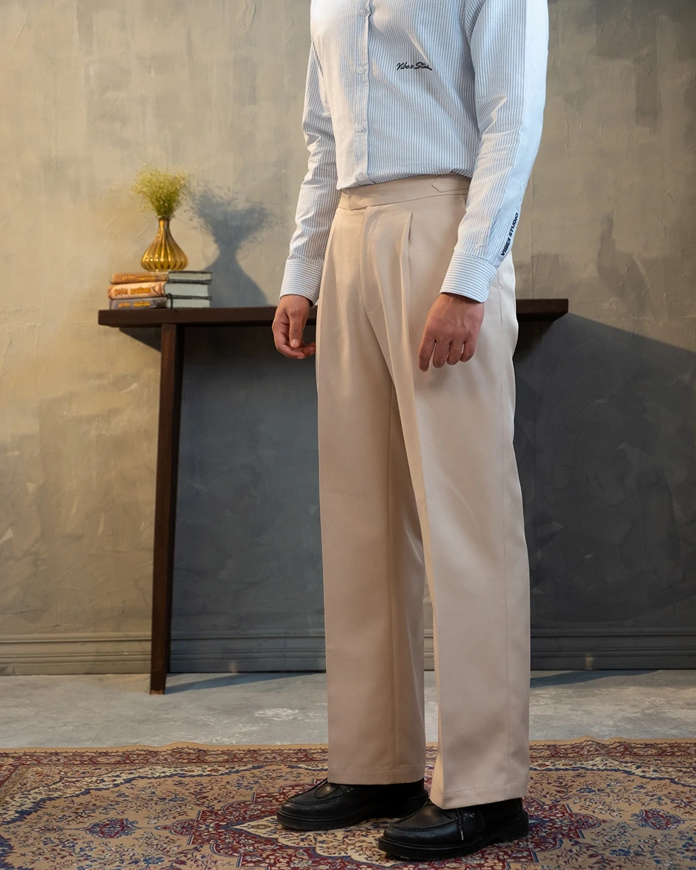 Cream Formal Wide Leg Pant
