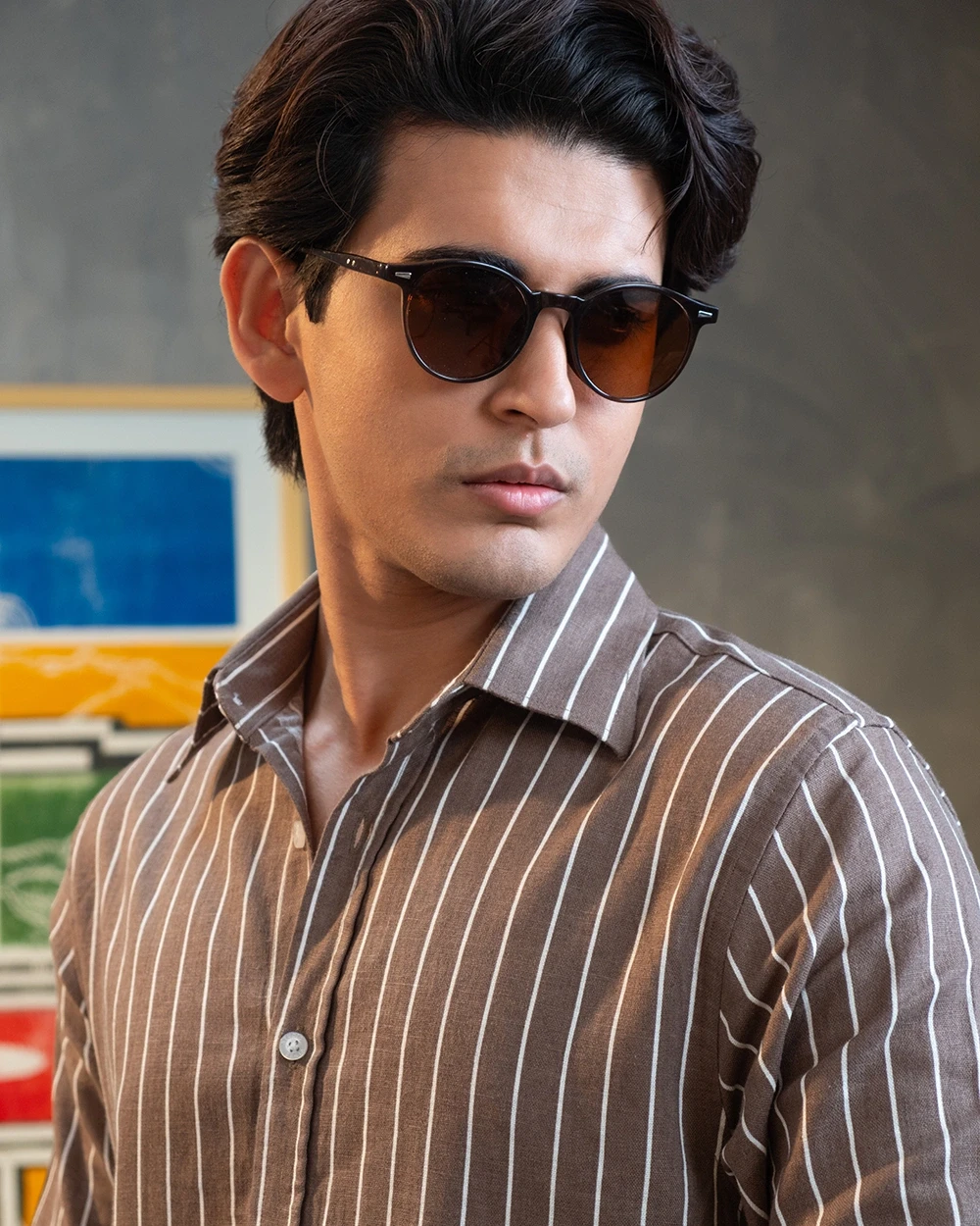 Olive & White Stripe Shirt