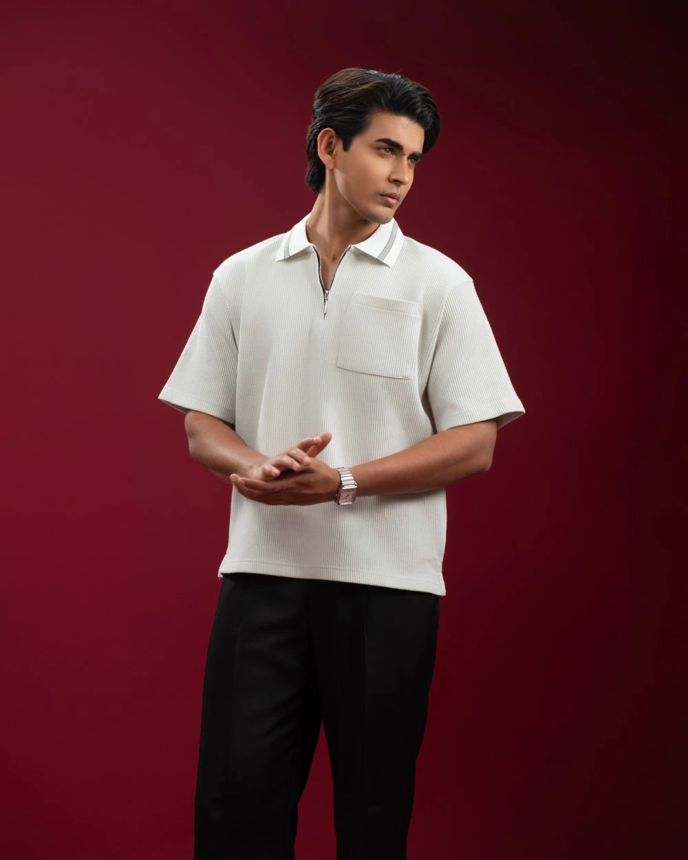 Oversized Mint Zip Polo