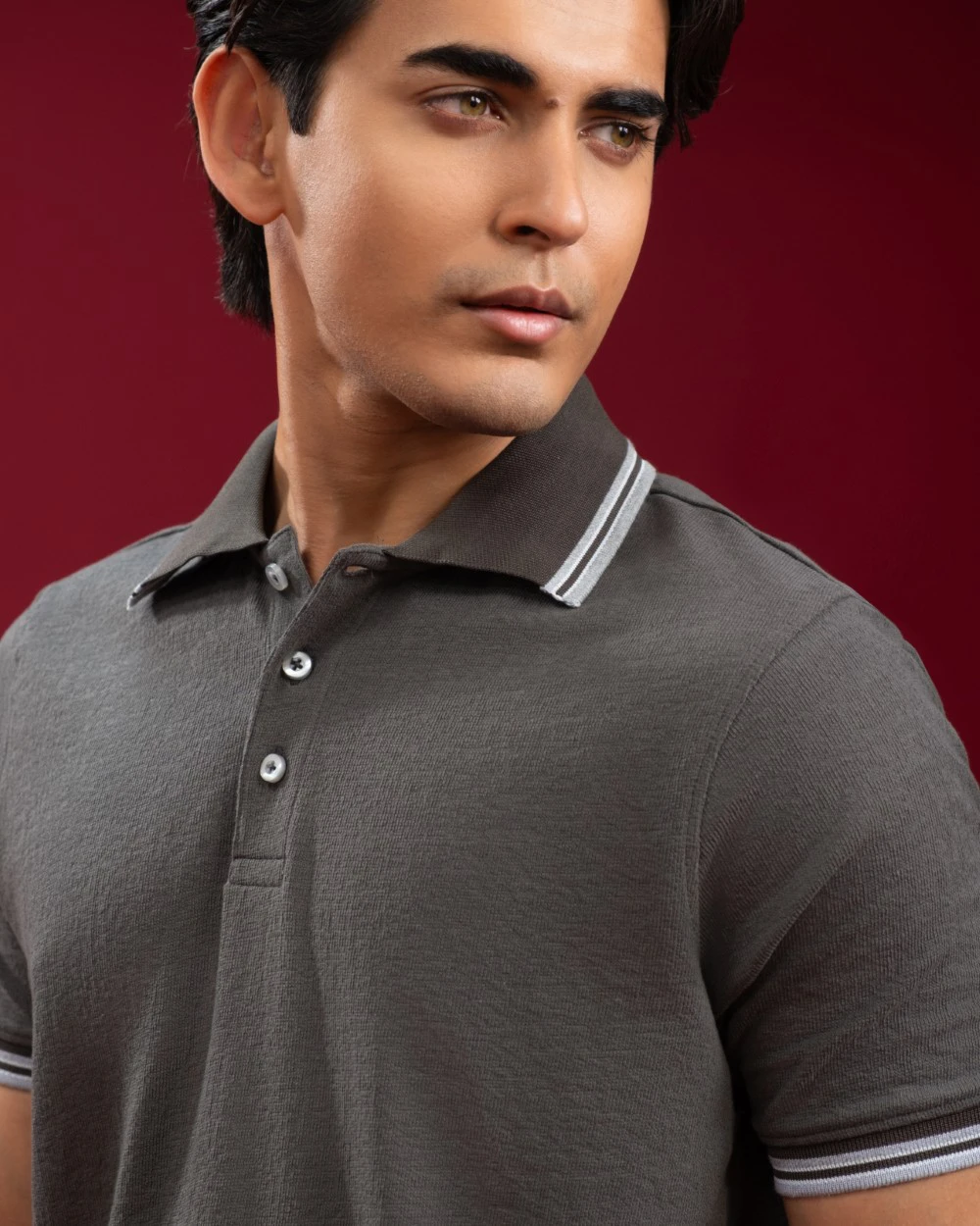 Oversized Grey Zip Polo